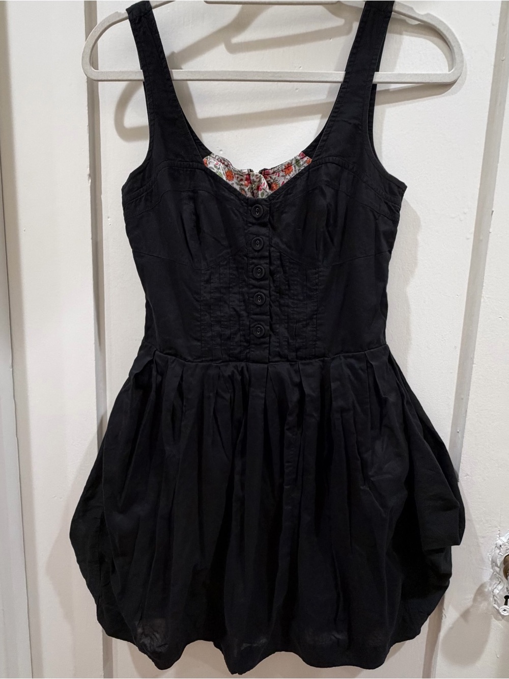 Maeve Black Mini Dress with Bubble Hem